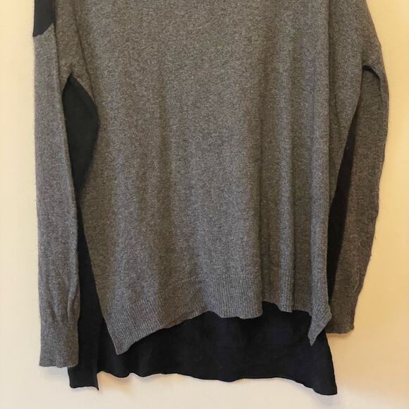Joie M long sleeve blouse wool cashmere gray black luxury top cozy elegant scoop - Picture 3 of 7